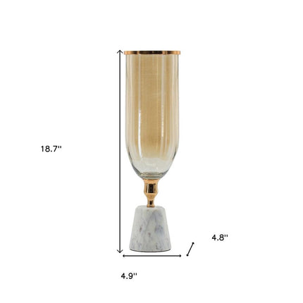 19" Gold And White Glass And Marble Table Vase HomeRoots