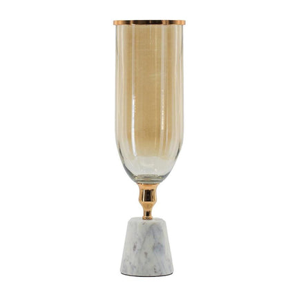 19" Gold And White Glass And Marble Table Vase HomeRoots