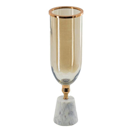 19" Gold And White Glass And Marble Table Vase HomeRoots