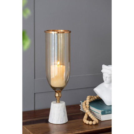 19" Gold And White Glass And Marble Table Vase HomeRoots