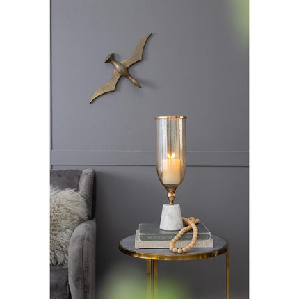 19" Gold And White Glass And Marble Table Vase HomeRoots