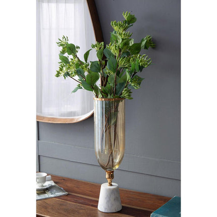 19" Gold And White Glass And Marble Table Vase HomeRoots