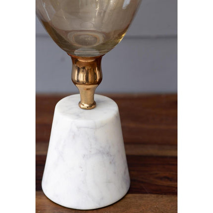 19" Gold And White Glass And Marble Table Vase HomeRoots