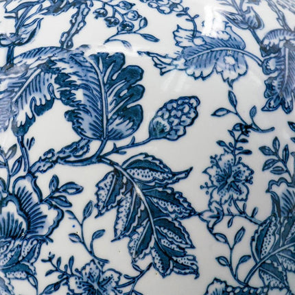24" Blue And White Floral Curved Porcelain Table Vase HomeRoots