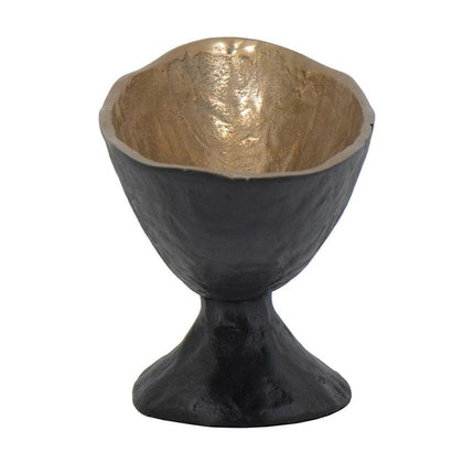 14" Black And Gold Aluminum Oval Pedestal Centerpiece Bowl HomeRoots