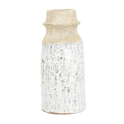 10" Beige And Ivory Cylinder Terracotta Table Vase HomeRoots