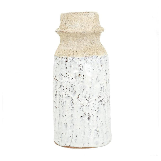 10" Beige And Ivory Cylinder Terracotta Table Vase HomeRoots