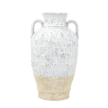 16" Beige And Ivory Amphora Terracotta Urn HomeRoots