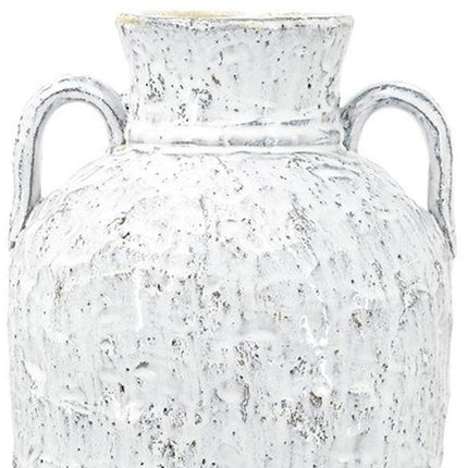 16" Beige And Ivory Amphora Terracotta Urn HomeRoots