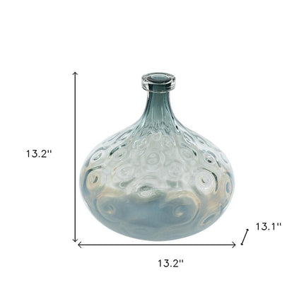 13" Light Blue Hammered Glass Table Vase HomeRoots
