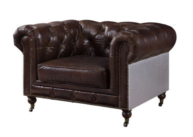 ACME 56592 Aberdeen Chair, Vintage Brown Top Grain Leather ACME Furniture