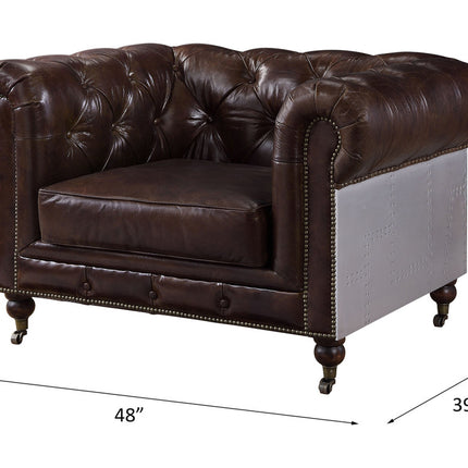 ACME 56592 Aberdeen Chair, Vintage Brown Top Grain Leather
