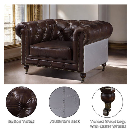 ACME 56592 Aberdeen Chair, Vintage Brown Top Grain Leather
