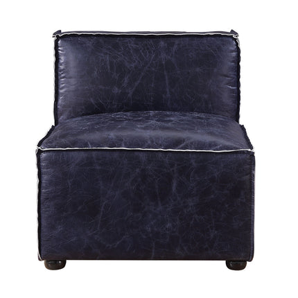 ACME 56595 Birdie Modular - Armless Chair, Vintage Blue Top Grain Leather