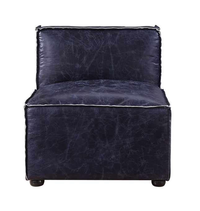 ACME 56595 Birdie Modular - Armless Chair, Vintage Blue Top Grain Leather