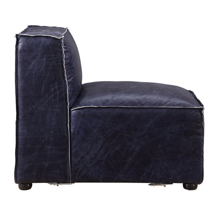 ACME 56595 Birdie Modular - Armless Chair, Vintage Blue Top Grain Leather