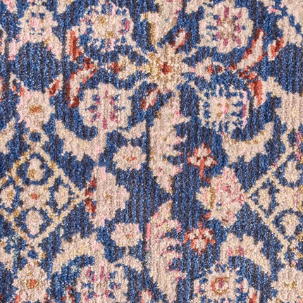 9' X 13' Blue Red and Gold Oriental Power Loom Area Rug