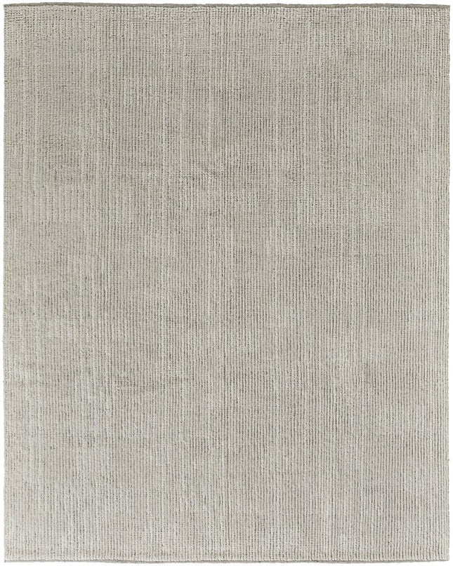 9' X 13' Tan and Ivory Wool Hand Knotted Area Rug