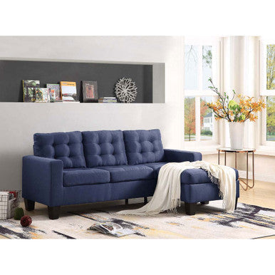 ACME 56650 Earsom Sofa and Ottoman, Blue Linen ACME Furniture