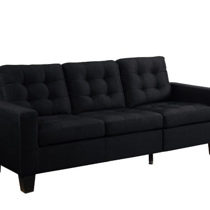 ACME 56660 Earsom Sofa and Ottoman, Black Linen