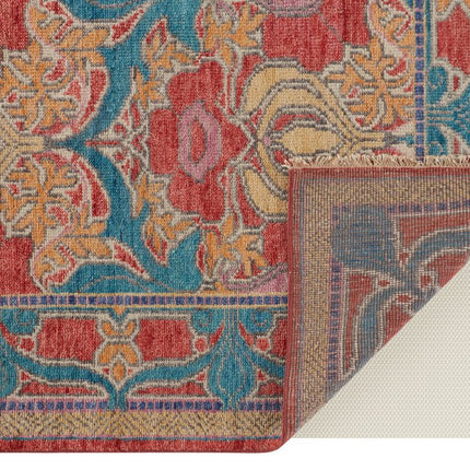 9' X 13' Blue Red and Yellow Wool Oriental Hand Knotted Area Rug