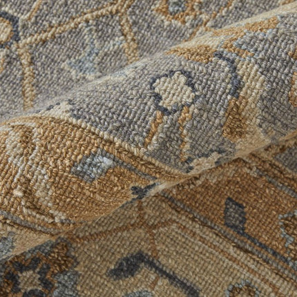 9' X 13' Tan and Gray Wool Oriental Hand Knotted Area Rug With Fringe HomeRoots