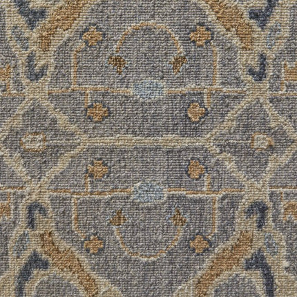 9' X 13' Tan and Gray Wool Oriental Hand Knotted Area Rug With Fringe HomeRoots