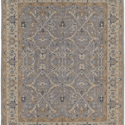 9' X 13' Tan and Gray Wool Oriental Hand Knotted Area Rug With Fringe HomeRoots