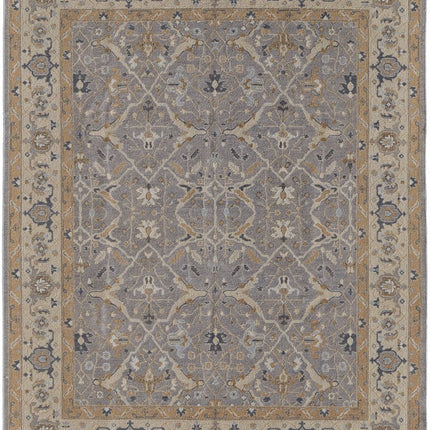 9' X 13' Tan and Gray Wool Oriental Hand Knotted Area Rug With Fringe HomeRoots
