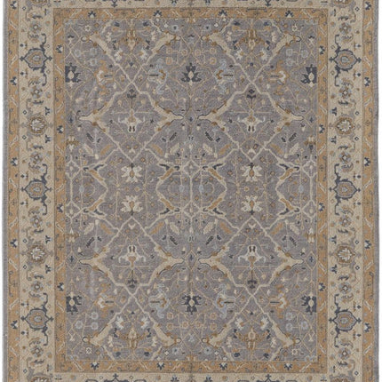 9' X 13' Tan and Gray Wool Oriental Hand Knotted Area Rug With Fringe HomeRoots