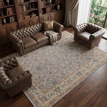 9' X 13' Tan and Gray Wool Oriental Hand Knotted Area Rug With Fringe HomeRoots