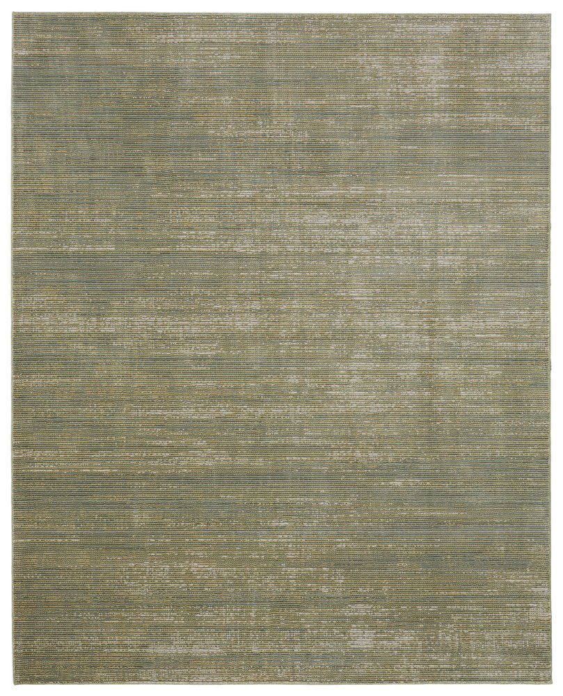 9' X 13' Tan and Green Power Loom Area Rug