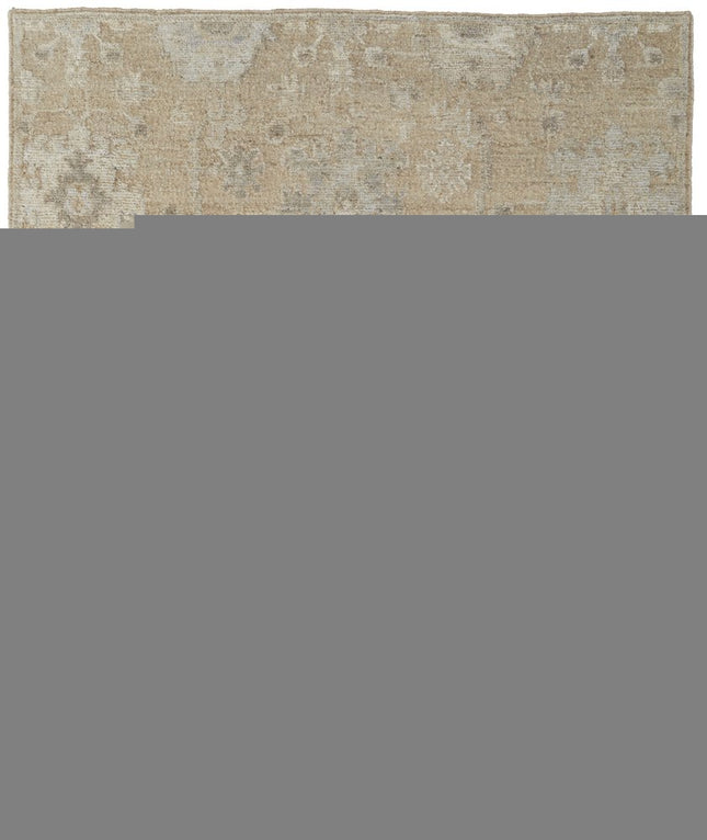 9' X 13' Tan and Ivory Wool Floral Hand Knotted Area Rug HomeRoots