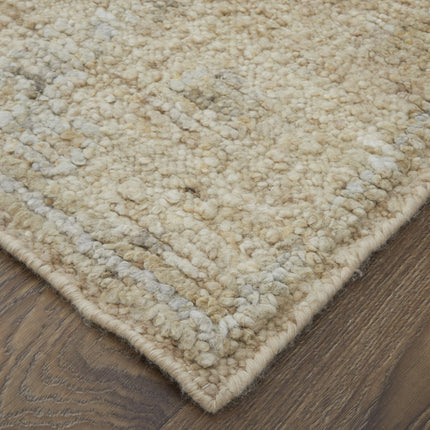 9' X 13' Tan and Ivory Wool Floral Hand Knotted Area Rug HomeRoots