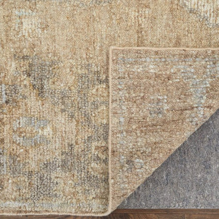 9' X 13' Tan and Ivory Wool Floral Hand Knotted Area Rug HomeRoots