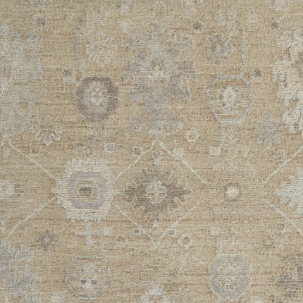 9' X 13' Tan and Ivory Wool Floral Hand Knotted Area Rug HomeRoots