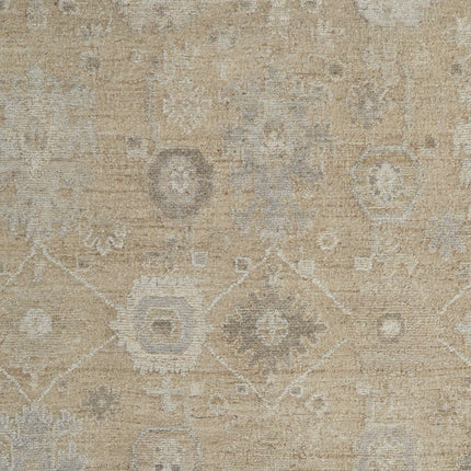 9' X 13' Tan and Ivory Wool Floral Hand Knotted Area Rug HomeRoots