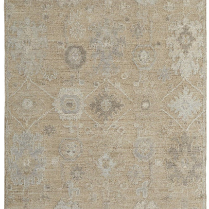 9' X 13' Tan and Ivory Wool Floral Hand Knotted Area Rug HomeRoots