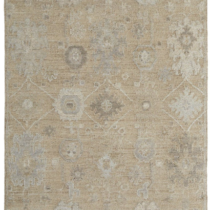 9' X 13' Tan and Ivory Wool Floral Hand Knotted Area Rug HomeRoots