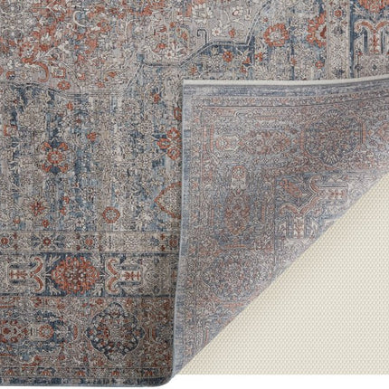 9' X 13' Gray Ivory and Orange Oriental Power Loom Worn Faded Area Rug With Fringe HomeRoots