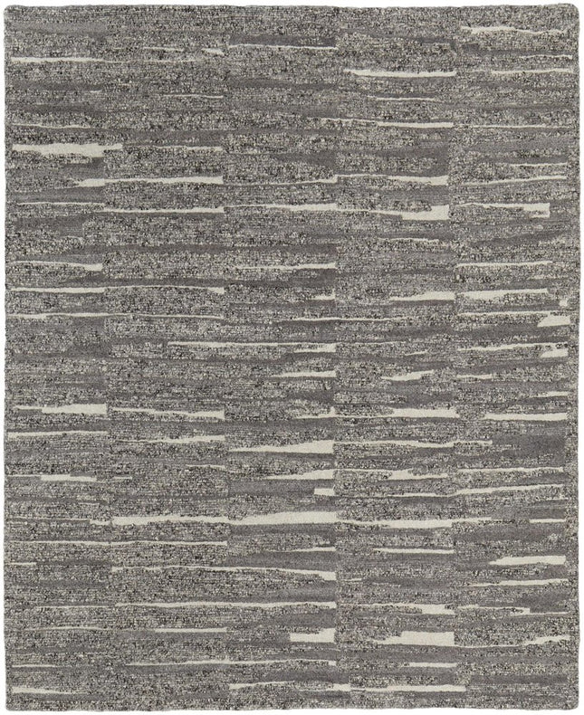9' X 13' Gray Ivory and Taupe Abstract Hand Woven Area Rug