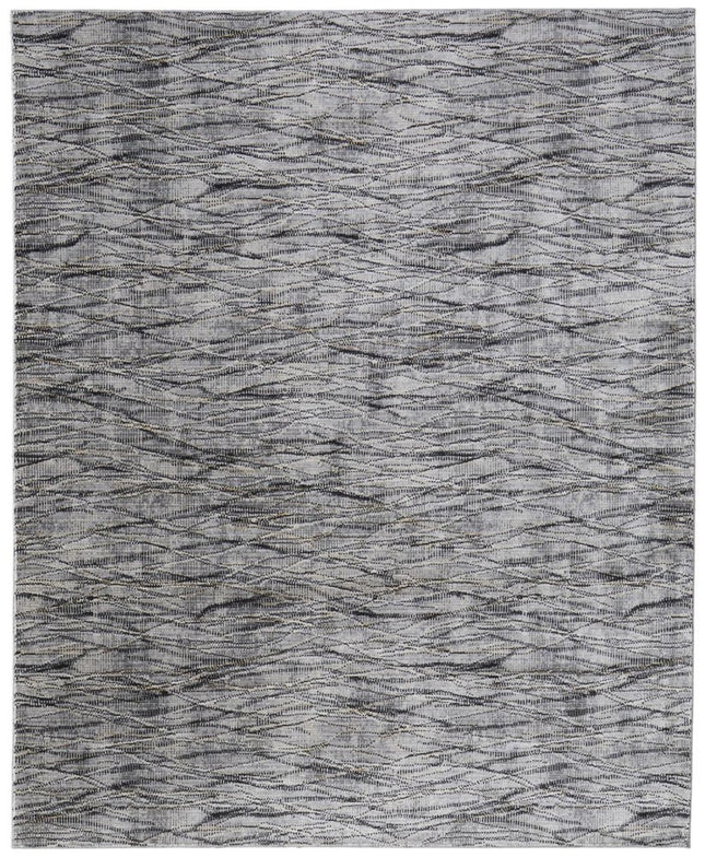9' X 13' Gray Ivory and Tan Abstract Power Loom Area Rug