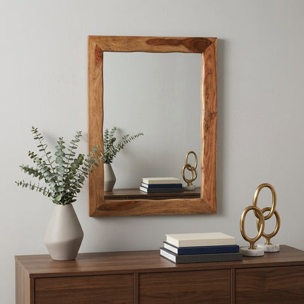 44" Brown Solid Wood Live Edge Framed Accent Mirror HomeRoots