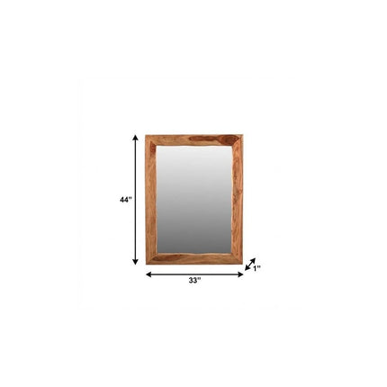 44" Brown Solid Wood Live Edge Framed Accent Mirror HomeRoots