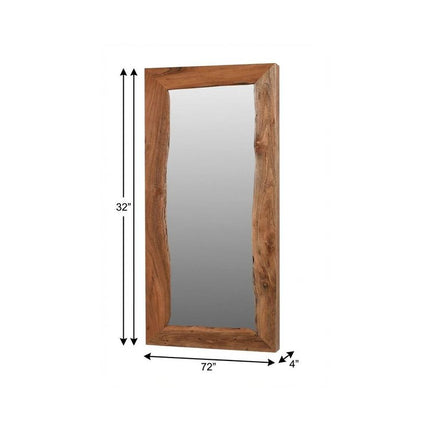 32" Brown Live Edge Solid Wood Full Length Hanging Mirror HomeRoots