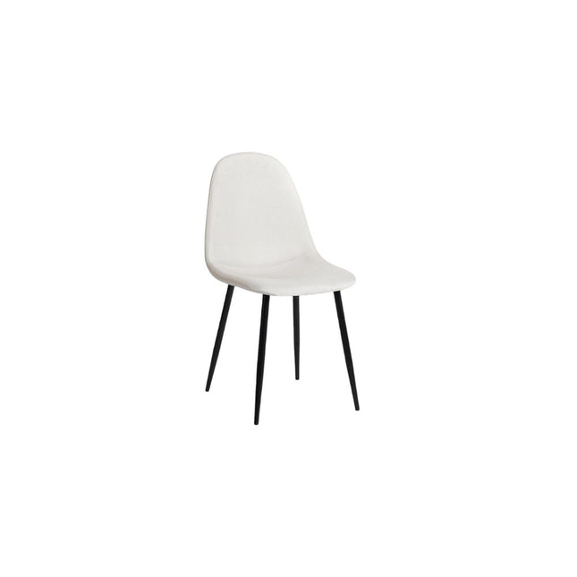 Set of Four Beige and Black Fabric and Metal Dining Side Chairs HomeRoots