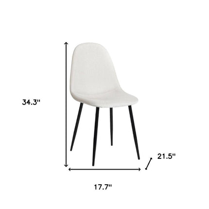 Set of Four Beige and Black Fabric and Metal Dining Side Chairs