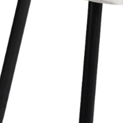 Set of Four Beige and Black Fabric and Metal Dining Side Chairs