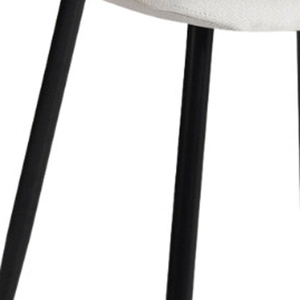 Set of Four Beige and Black Fabric and Metal Dining Side Chairs