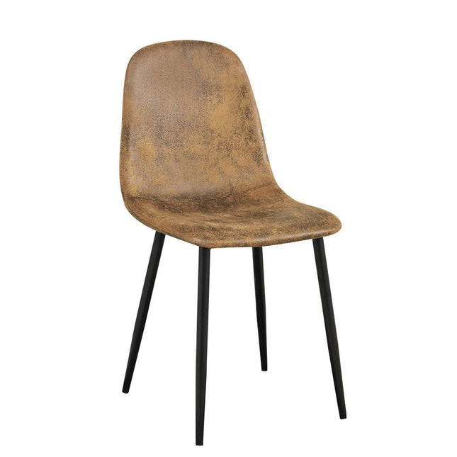 Set of Four Brown and Black Suede and Metal Dining Side Chairs HomeRoots